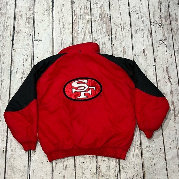 Vintage 1990s San Francisco 49ers NFL Football Logo 7 Puffy Zip Up Coat Jacket - Picture 2 of 9